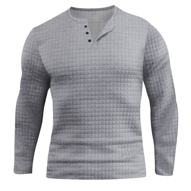 Herren Langarmshirt mit strukturiertem Design und modischem Knopfverschluss EB