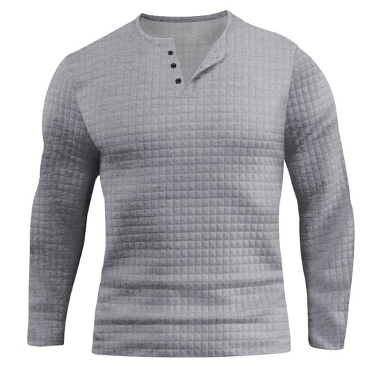 Herren Langarmshirt mit strukturiertem Design und modischem Knopfverschluss EB