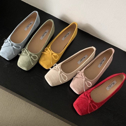 Damen Ballerinas aus hochwertigem Wildleder mit filigranem Schleifendetail EB