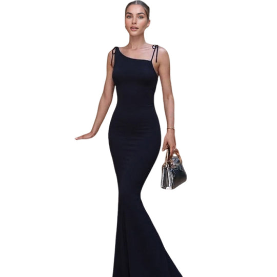 Damen Langes Abendkleid mit verstellbaren Spagettiträgern und figurbetontem Schnitt EB