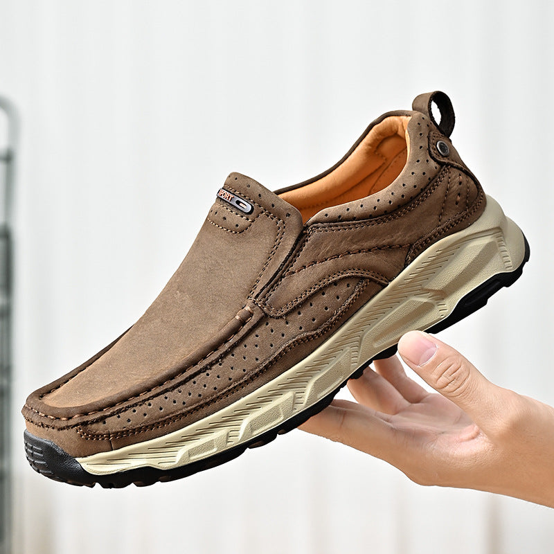Damen Komfortable Leder Slipper mit atmungsaktiven Perforationen EB