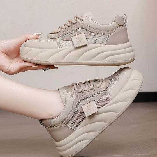 Damen Komfortable und trendige Sneakers mit atmungsaktivem Mesh und dicker Sohle EB
