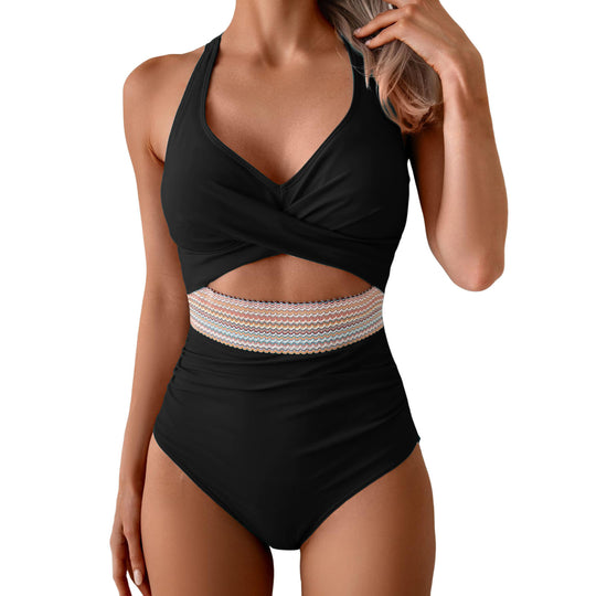 Damen Einteiliges Badeoutfit mit innovativer Wickeloptik EB