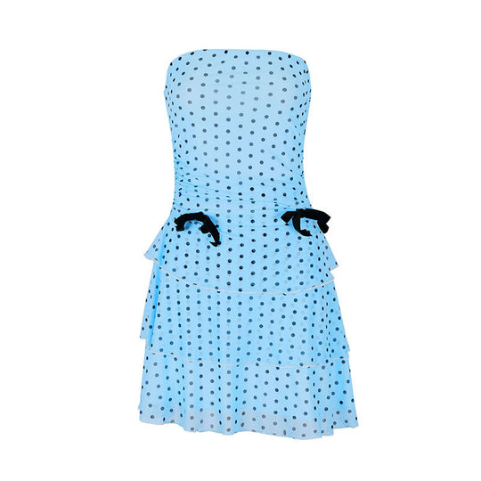 Damen Minikleid mit Punkten und Rüschen EB