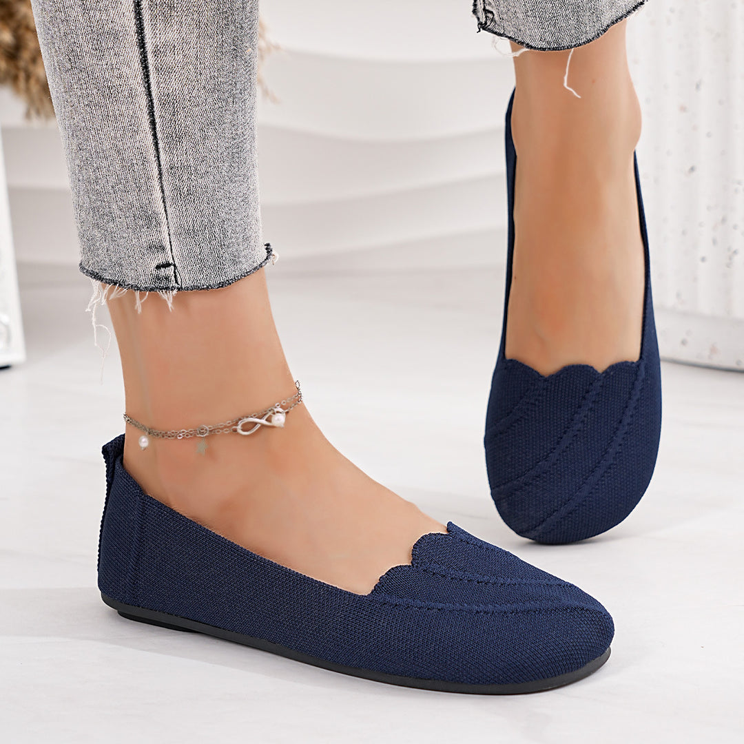 Damen Ballerinas mit elegantem Wellenmuster und rutschfester Sohle EB