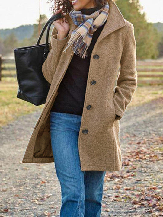 Damen modischer Mantel mit schickem Revers und praktischen Taschen EB
