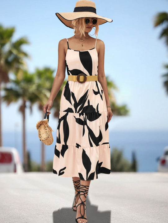 Damen Maxikleid mit elegantem Rüschen-Design und botanischem Print EB