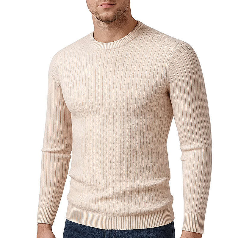 Herren modischer Strickpullover mit feinem Zopfmuster EB