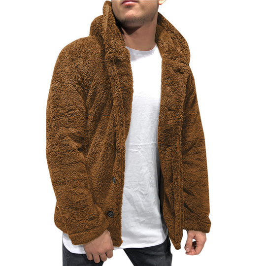 Herren Kuschelige Teddyjacke mit breitem Revers und praktischen Taschen EB