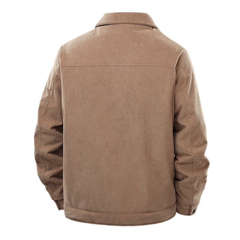 Herren Cordjacke im lässigen Worker-Style mit Druckknopfverschluss und seitlichen Eingrifftaschen EB