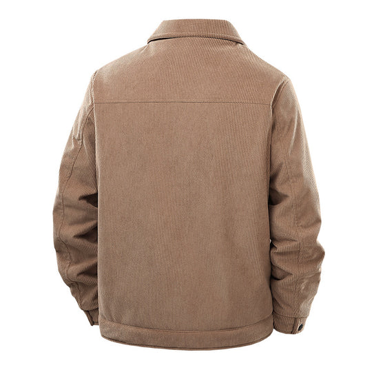 Herren Cordjacke im lässigen Worker-Style mit Druckknopfverschluss und seitlichen Eingrifftaschen EB
