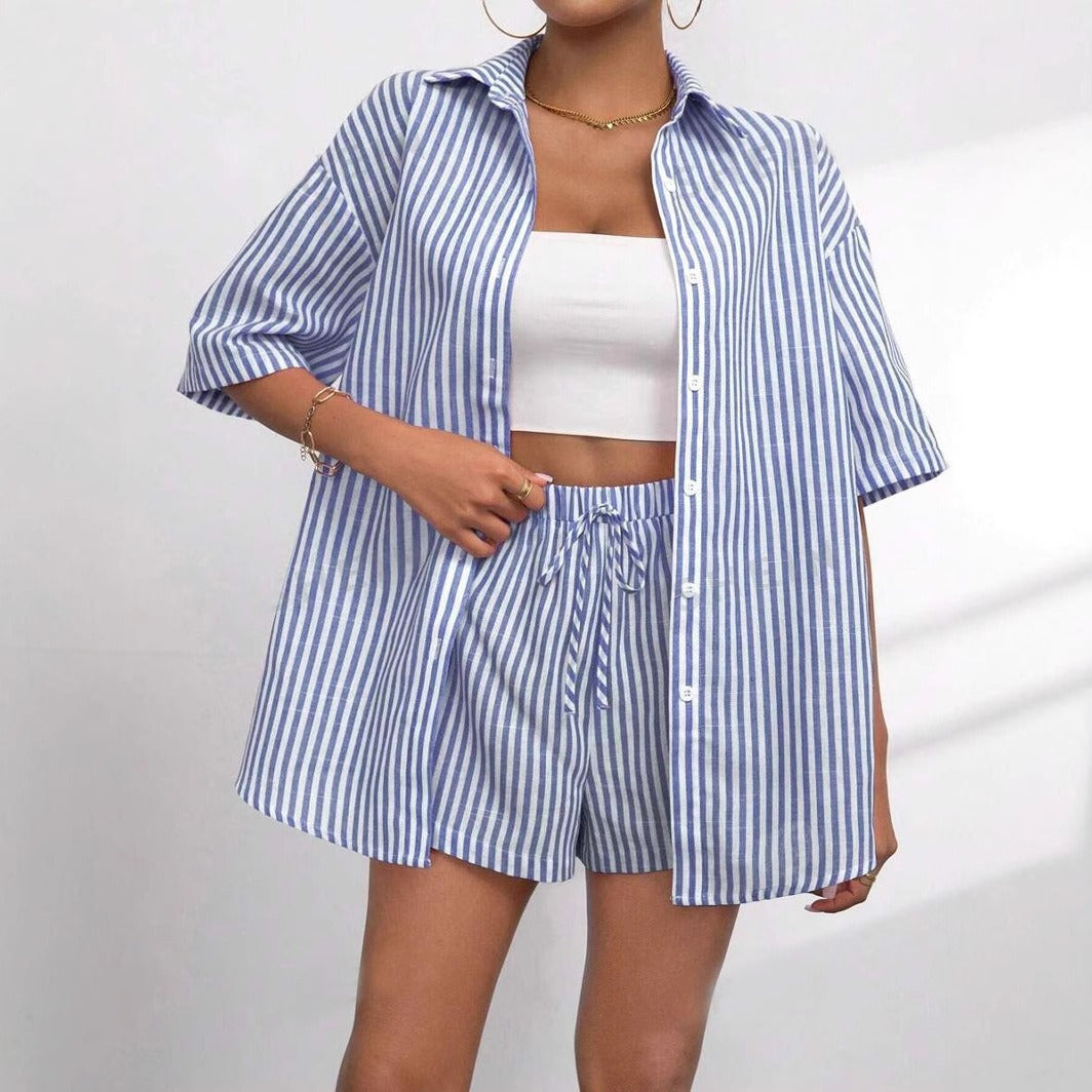 Damen lässiges Hemd und Shorts Set EB