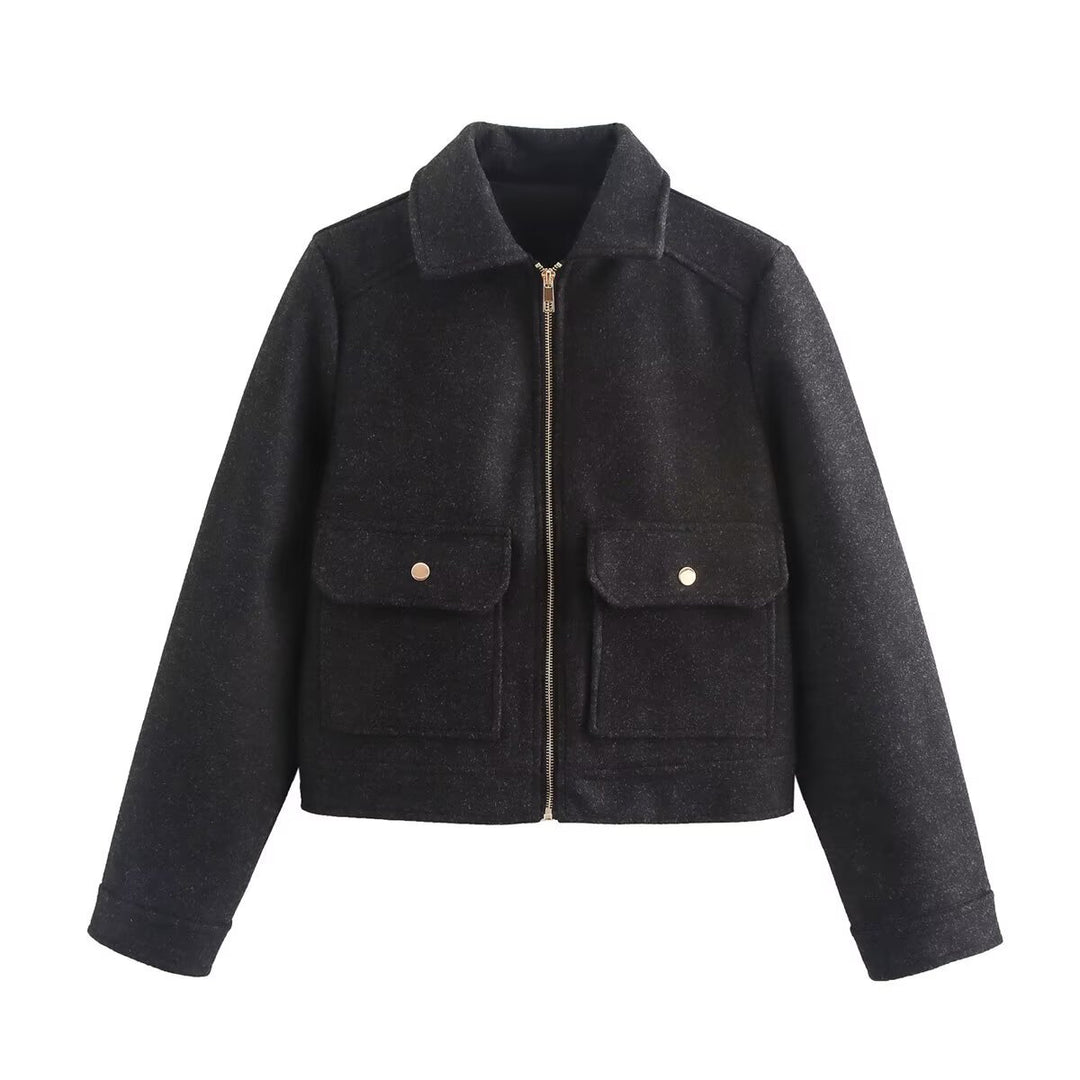 Damen stylische Bomberjacke mit praktischen aufgesetzten Taschen EB