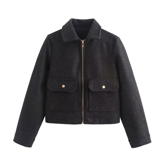 Damen stylische Bomberjacke mit praktischen aufgesetzten Taschen EB