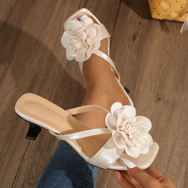 Damen Glamouröse Sandalen mit floralen Applikationen EB