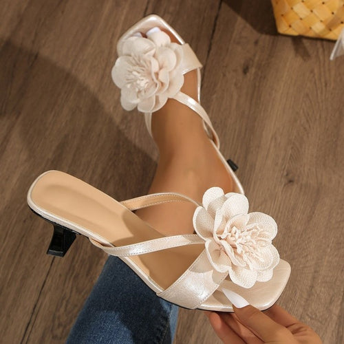 Damen Glamouröse Sandalen mit floralen Applikationen EB