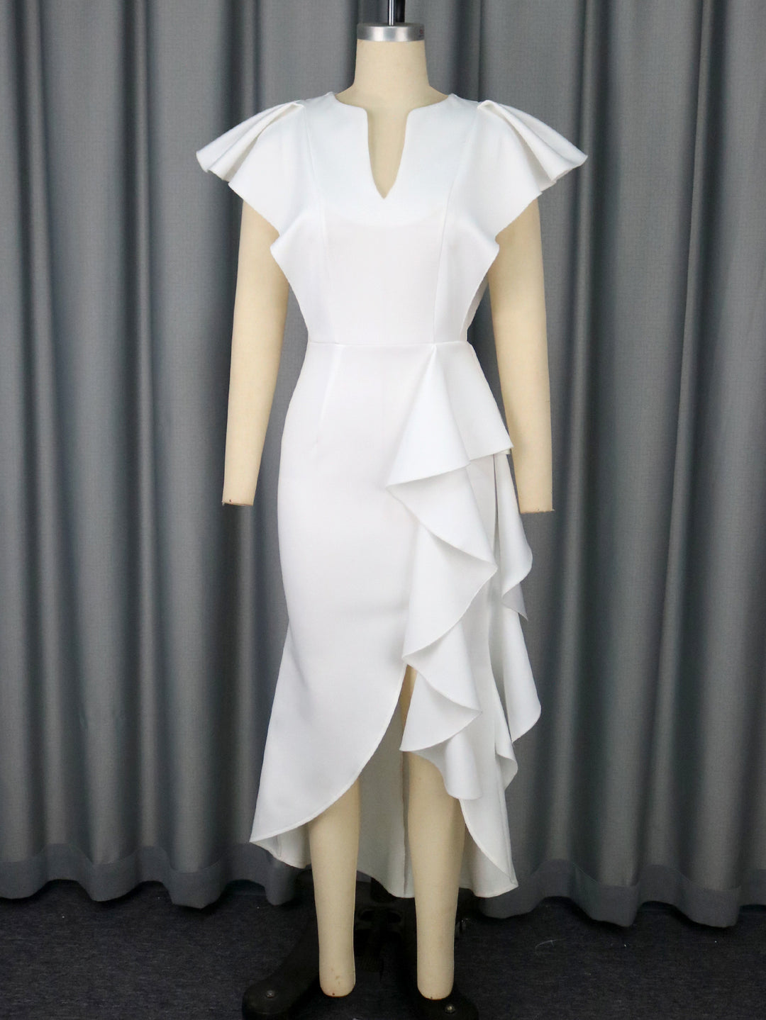 Damen Elegantes Wickelkleid mit voluminösen Drapierungen EB