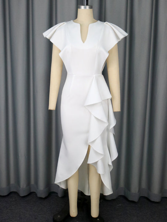 Damen Elegantes Wickelkleid mit voluminösen Drapierungen EB