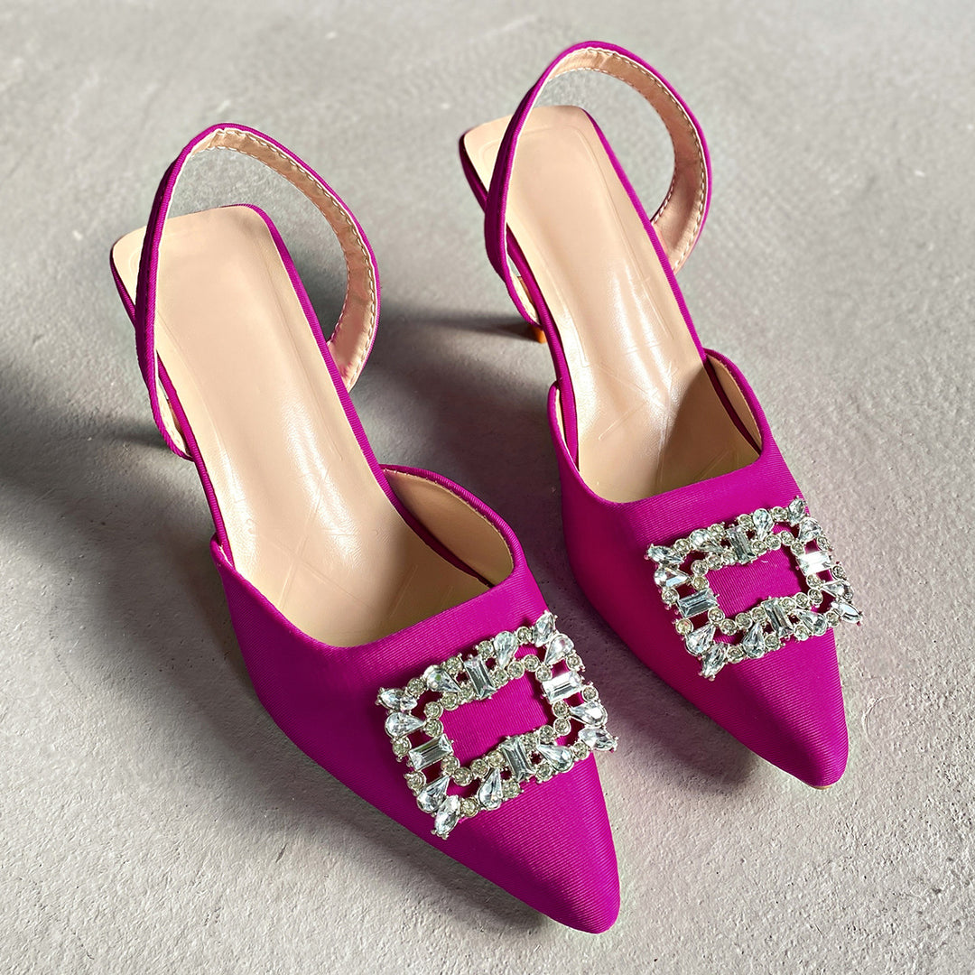 Damen Slingback-Pumps mit funkelndem Schmuckdetail und elegantem Design EB