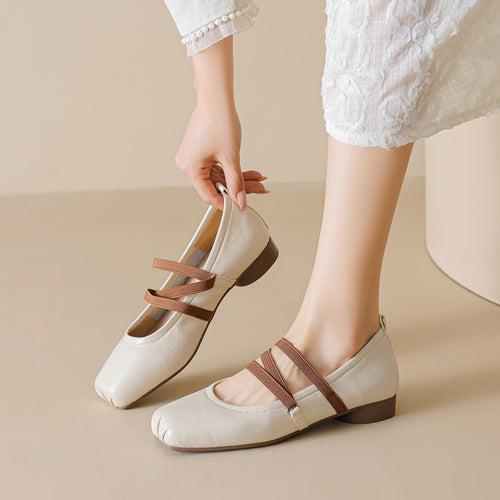 Damen Ballerinas mit modischen Riemen und komfortablem Fußbett EB