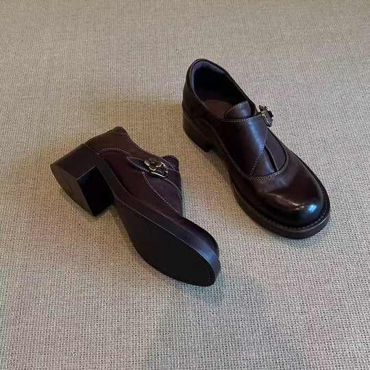 Damen komfortable und elegante Riemchen-Ballerinas mit dekorativer Schnalle EB