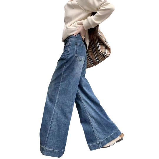Damen weite High-Waist Jeans mit einzigartigem Schnitt und komfortablem Design EB