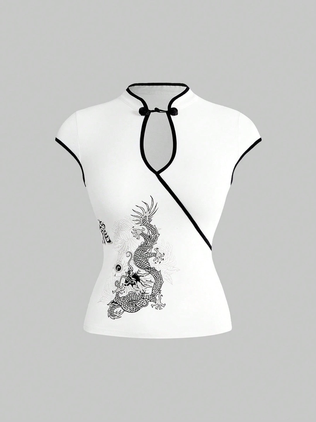 Damen Chinesische Seidenbluse mit kunstvollem Drachenmotiv EB
