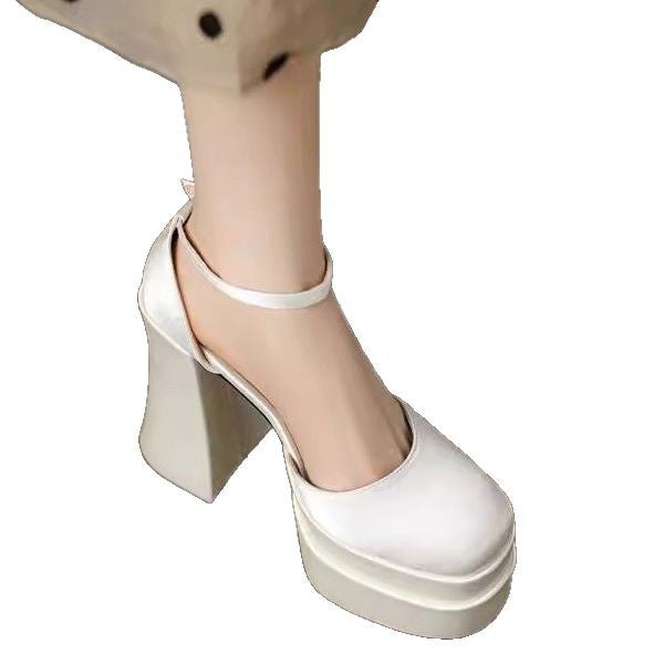 Damen Plateau-High-Heels mit schickem Riemen EB