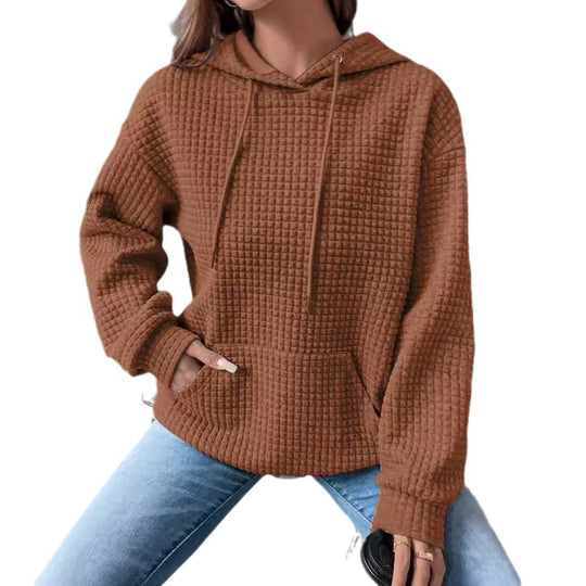 Damen stylischer Kapuzenpullover mit strukturiertem Stoff EB