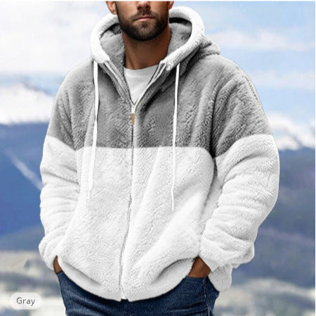 Herren kuschelige Fleecejacke mit Kapuze EB