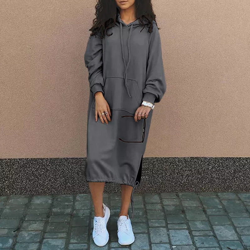 Damen Hoodie-Kleid mit lässiger Passform und praktischen Taschen EB