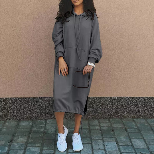 Damen Hoodie-Kleid mit lässiger Passform und praktischen Taschen EB