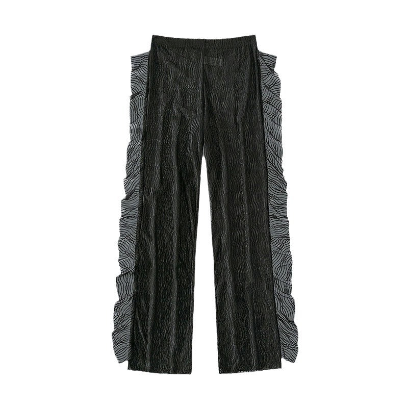 Damen transparente Strandhose mit raffinierter Rüschendetail EB
