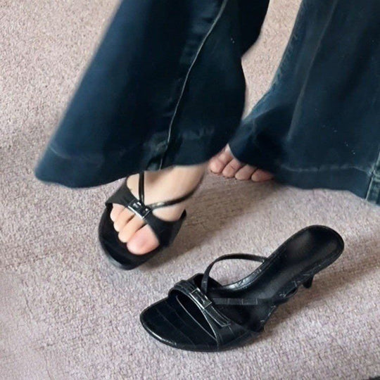 Damen Elegante und stilvolle Sling-Sandalen mit modischem Riemchen und hochkomfortablem Absatz EB
