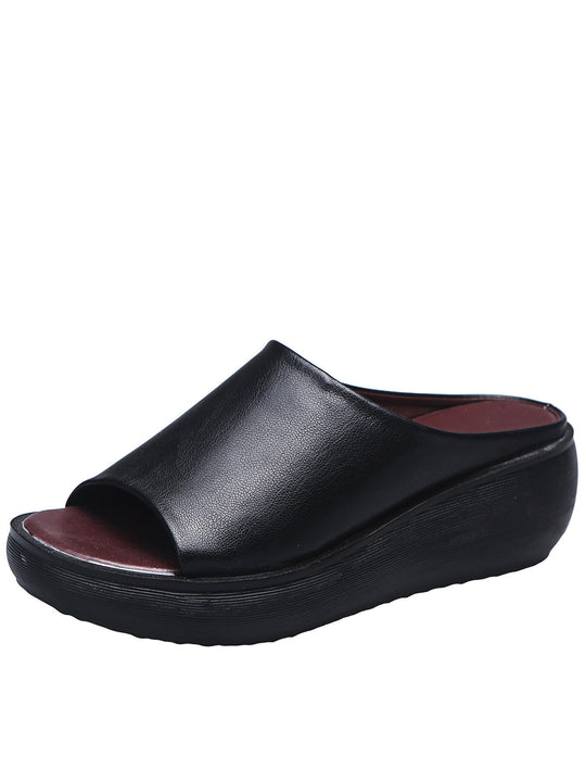 Damen Wedge-Pantoletten aus hochwertigem Leder EB