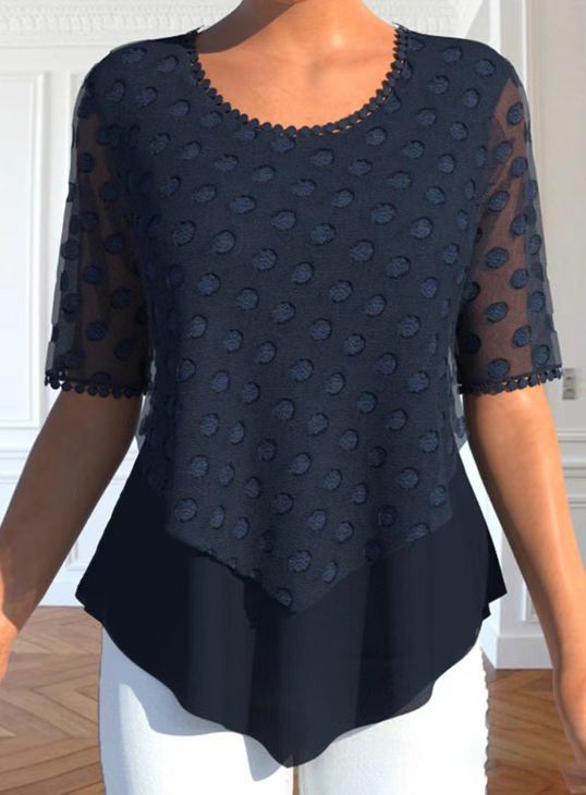 Damen elegante Tunika mit transparenten Ärmeln und strukturiertem Design Heidi-Mode
