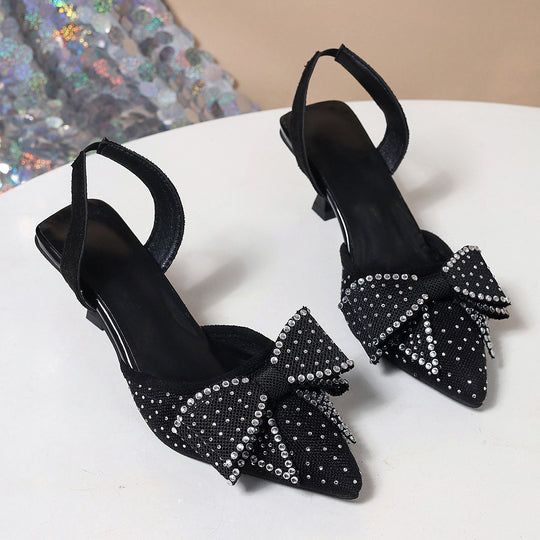 Damen Slingback-Pumps mit schimmernden Strassverzierungen und eleganter Schleifenoptik EB