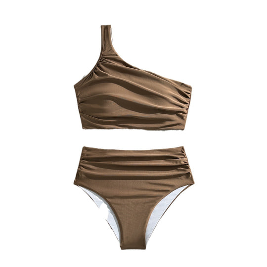 Damen Hochgeschnittenes Bade-Set mit asymmetrischem Oberteil EB