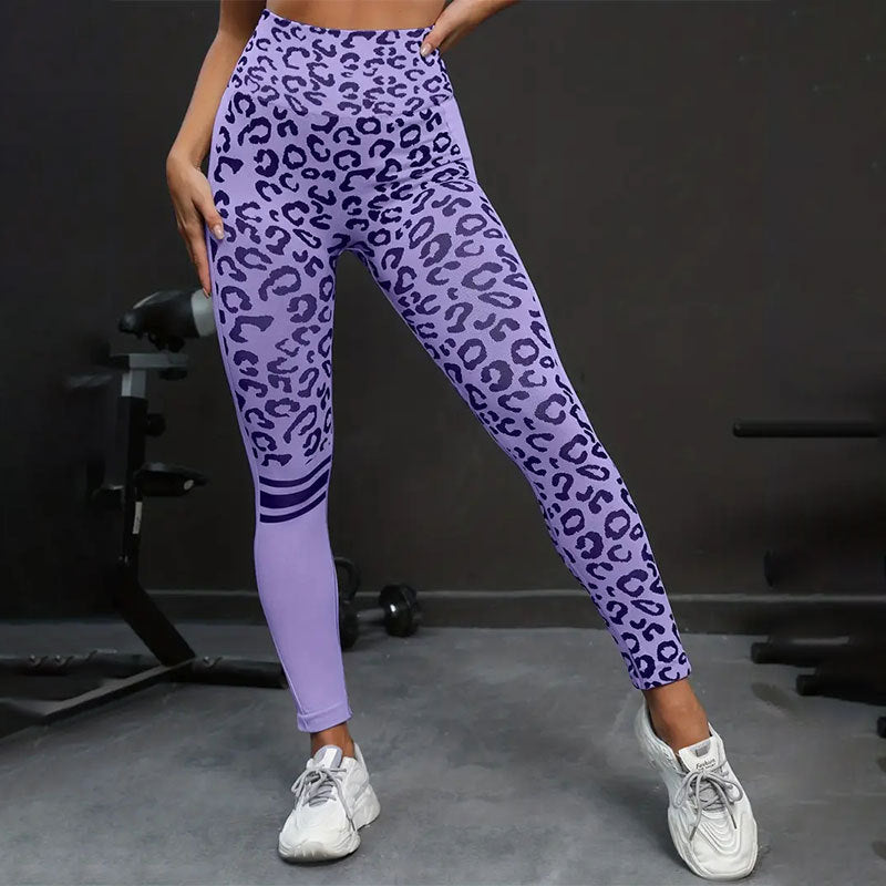 Damen Sportleggings mit Tiermuster und hohem Taillenschnitt EB