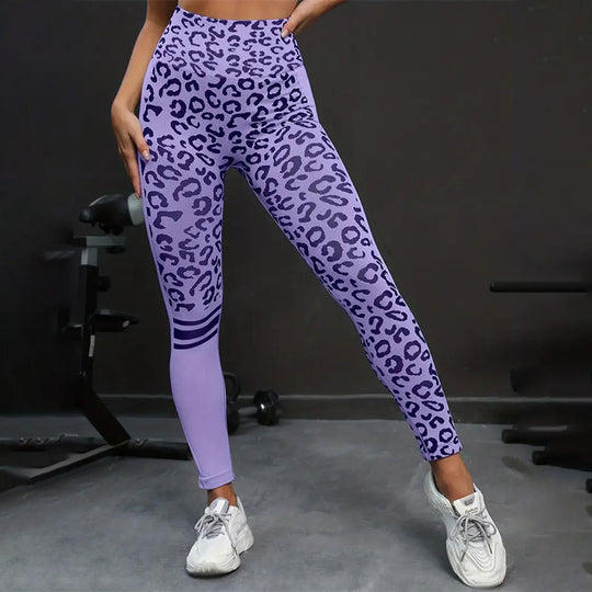 Damen Sportleggings mit Tiermuster und hohem Taillenschnitt EB