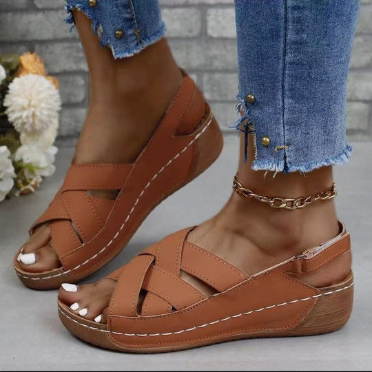 Damen Komfortable Sandalen mit gekreuzten Riemen EB
