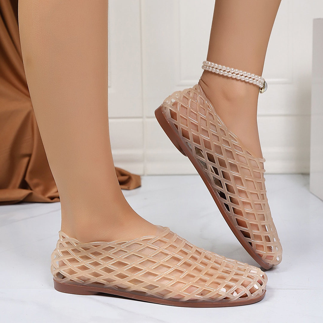 Damen Komfortable und atmungsaktive Clogs mit transparentem Design EB