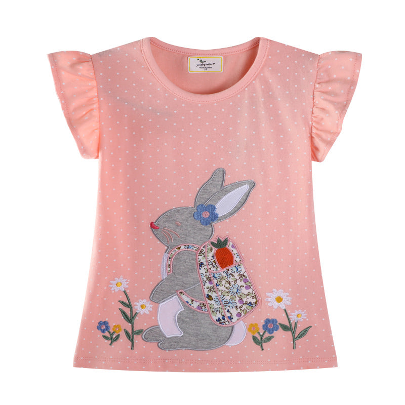 Mädchen T-Shirt mit niedlicher Hasenapplikation EB