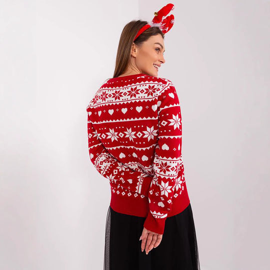 Damen Weihnachts-Pullover mit festlichem Motiv und kuscheligem Strick EB