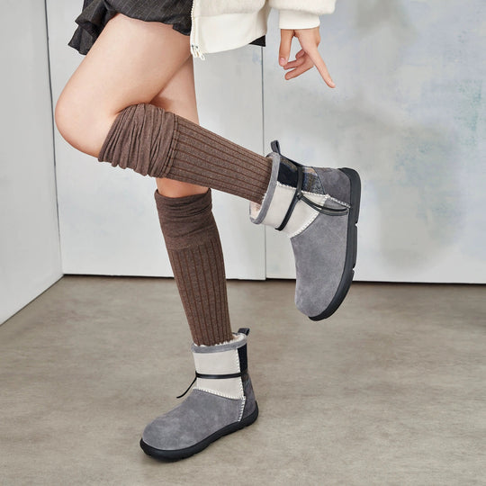 Damen Winterstiefel mit weichem Innenfutter und modischem Karo-Design EB