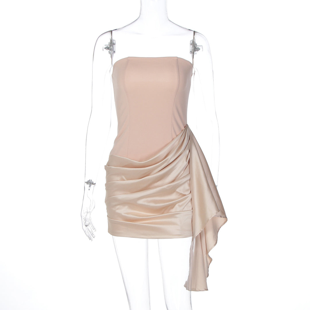 Damen Elegantes Minikleid mit schulterfreiem Design und raffinierten Drapierungen EB