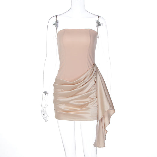 Damen Elegantes Minikleid mit schulterfreiem Design und raffinierten Drapierungen EB