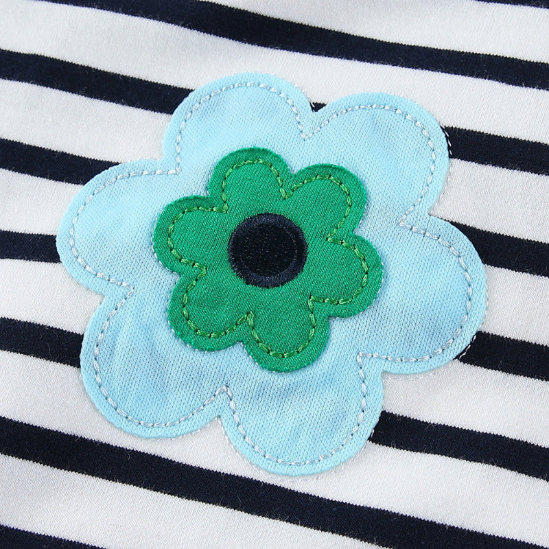 Mädchen T-Shirt Kleid mit bunten Blumenapplikationen EB