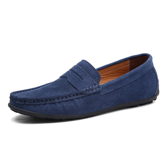 Herren nan eleganter Wildleder-Loafer mit handgenähter Moccasinnaht und rutschfester Gummiprofilsohle EB