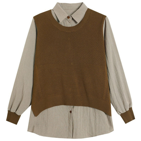 Damen Strickpullover mit einzigartiger Layered-Optik und feiner Struktur EB